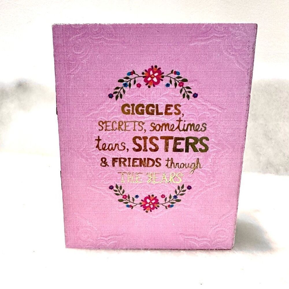 Francesca Statement Wooden Box Storage Sister Gift Ideas Pink 4''x5''x2''